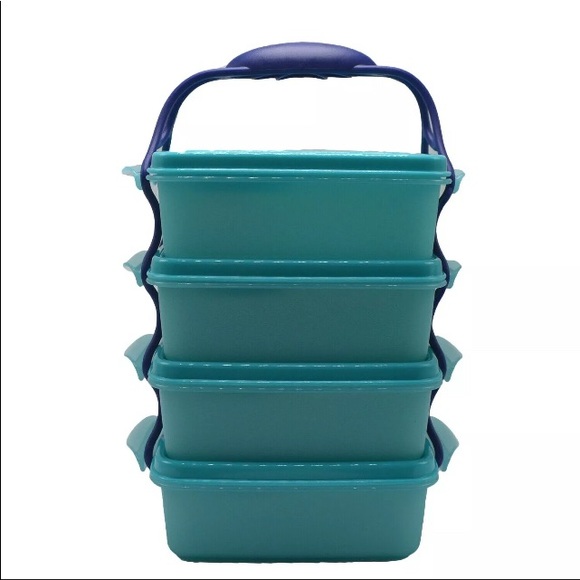 Tupperware Crystalwave “Goody Box” Vented with Cariolier Handle set of 4 NEW - Picture 3 of 7